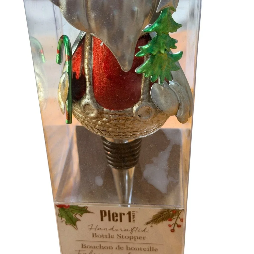 Pier 1 Imports Santa Claus Bobble Head Handcrafted Wine Bottle Stopper Christmas